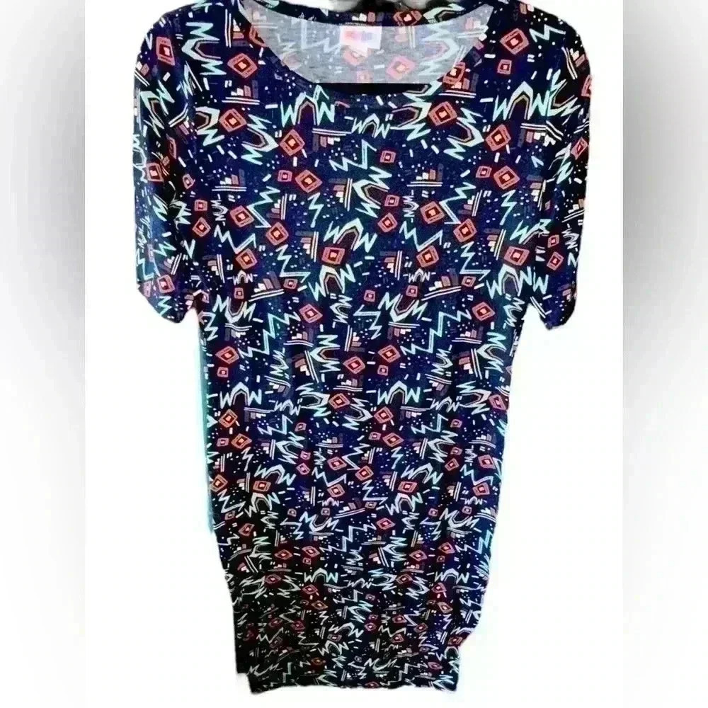 Lularoe small navy blue Julia pencil dress . Geometric print,NWT. Bodycon